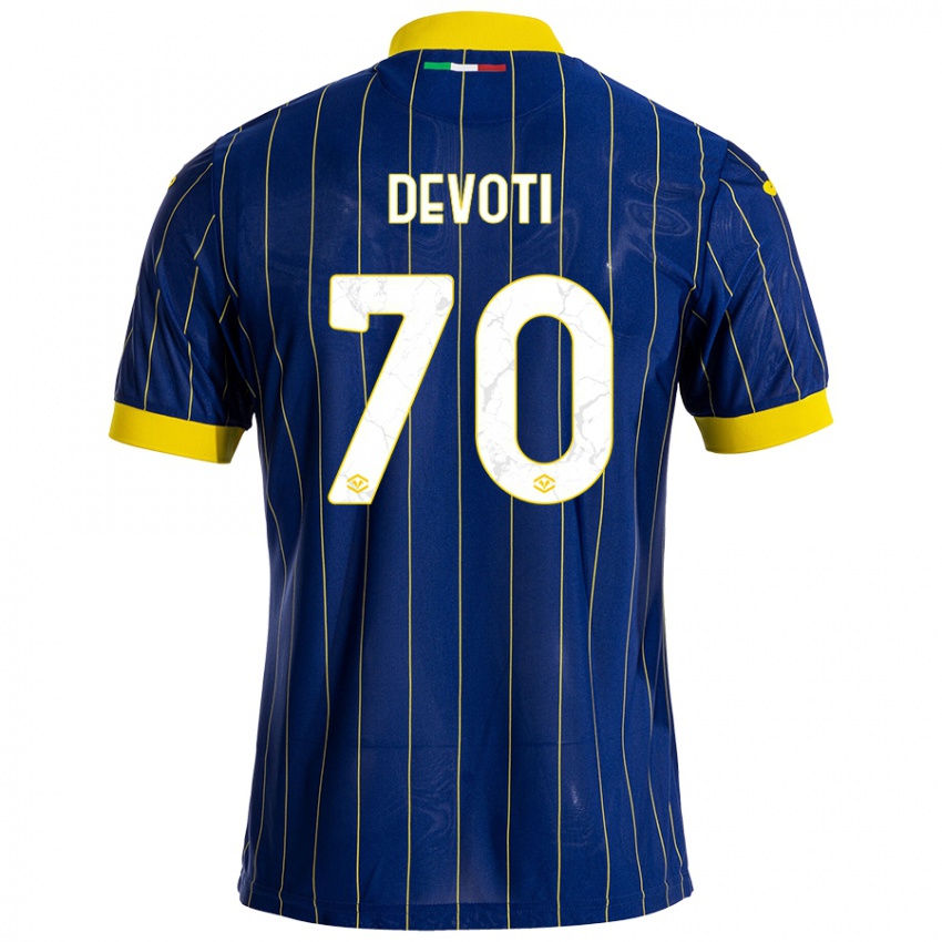 Hombre Camiseta Andrea Devoti #70 Azul Amarillo 1ª Equipación 2024/25 La Camisa Chile