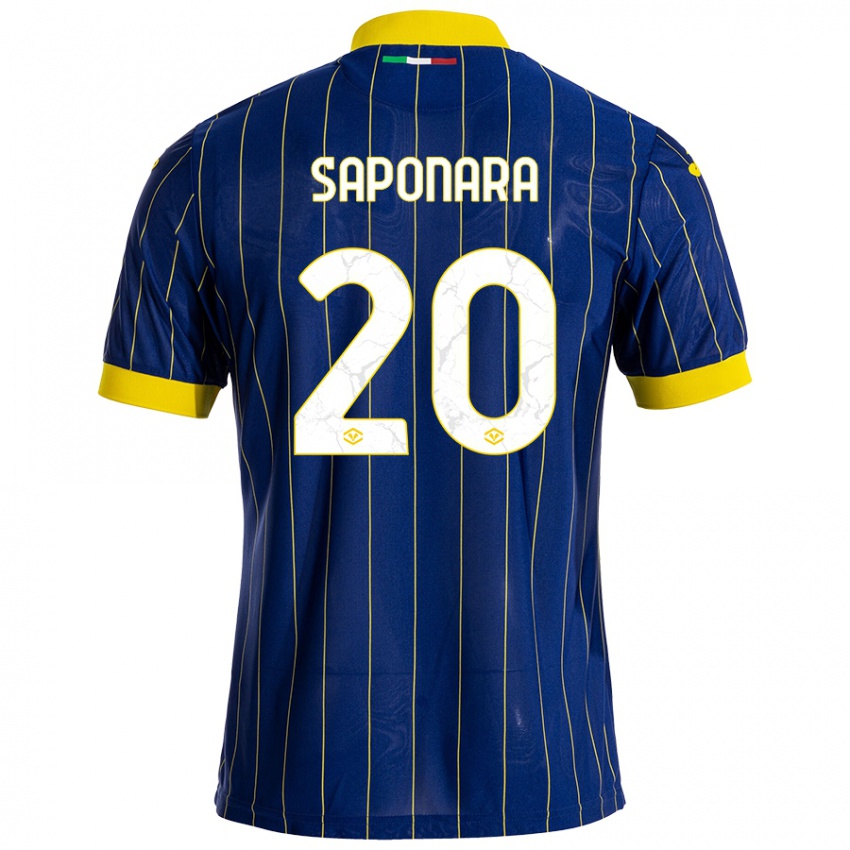 Hombre Camiseta Riccardo Saponara #20 Azul Amarillo 1ª Equipación 2024/25 La Camisa Chile