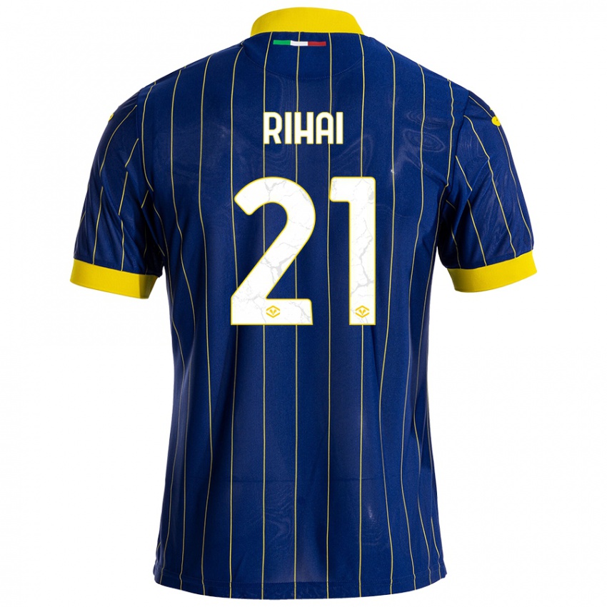 Hombre Camiseta Aiman Rihai #21 Azul Amarillo 1ª Equipación 2024/25 La Camisa Chile