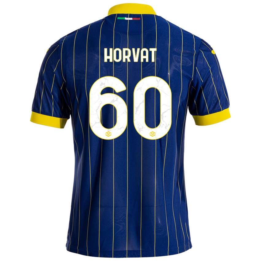 Hombre Camiseta Mihaela Horvat #60 Azul Amarillo 1ª Equipación 2024/25 La Camisa Chile