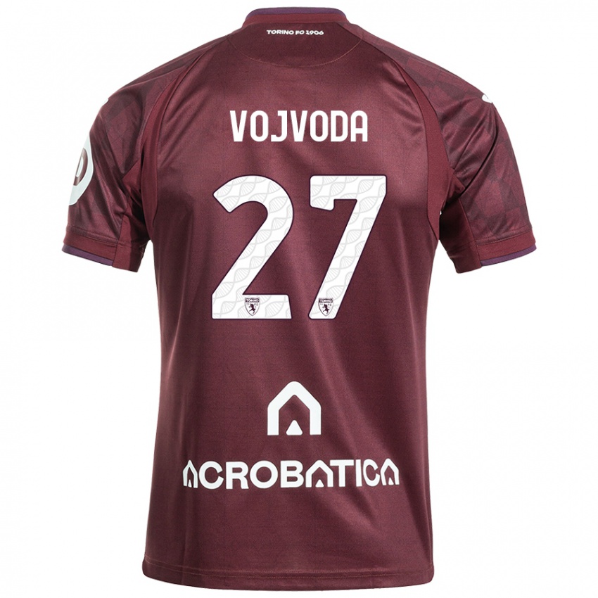 Hombre Camiseta Mërgim Vojvoda #27 Granate Blanco 1ª Equipación 2024/25 La Camisa Chile