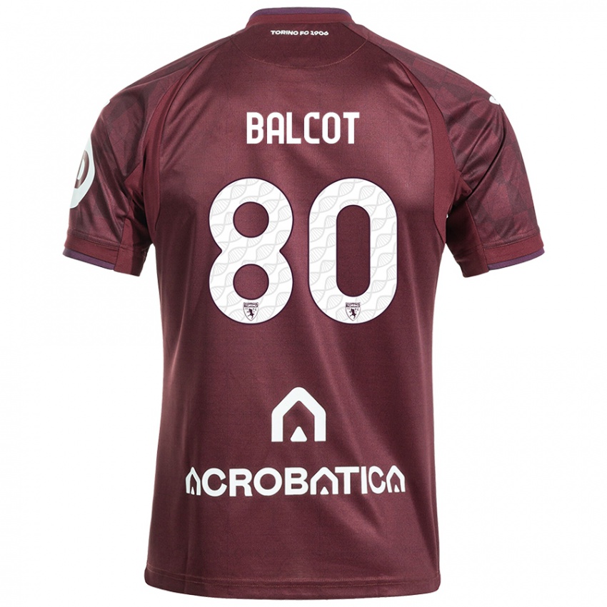 Hombre Camiseta Côme Bianay Balcot #80 Granate Blanco 1ª Equipación 2024/25 La Camisa Chile