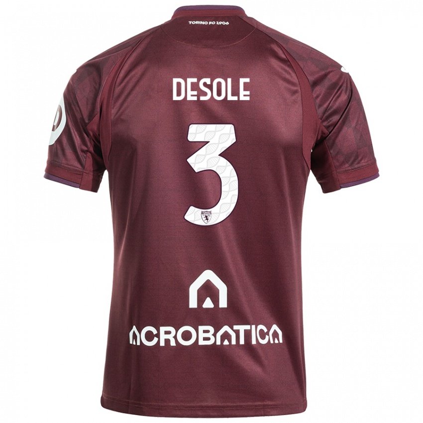 Hombre Camiseta Fabio Desole #3 Granate Blanco 1ª Equipación 2024/25 La Camisa Chile