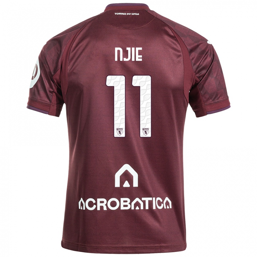 Hombre Camiseta Alieu Njie #11 Granate Blanco 1ª Equipación 2024/25 La Camisa Chile