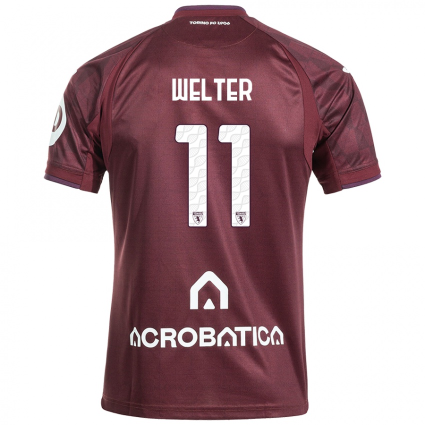 Hombre Camiseta Francesca Welter #11 Granate Blanco 1ª Equipación 2024/25 La Camisa Chile