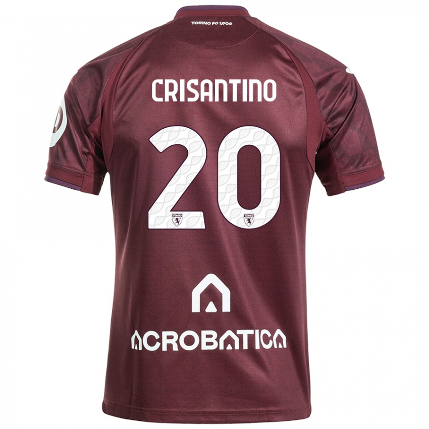 Hombre Camiseta Giulia Crisantino #20 Granate Blanco 1ª Equipación 2024/25 La Camisa Chile