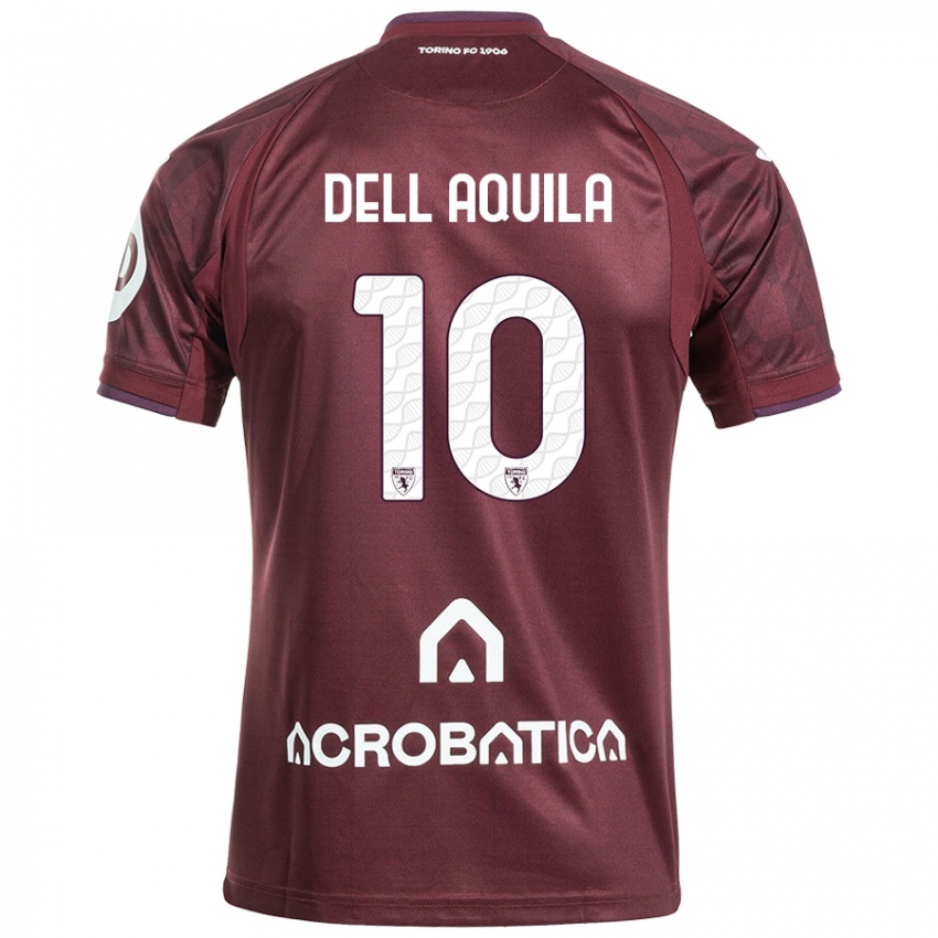 Hombre Camiseta Francesco Dell'aquila #10 Granate Blanco 1ª Equipación 2024/25 La Camisa Chile