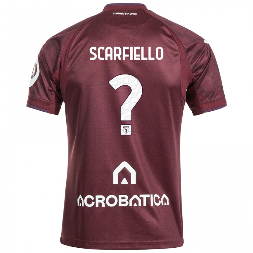 Hombre Camiseta Luca Scarfiello #0 Granate Blanco 1ª Equipación 2024/25 La Camisa Chile