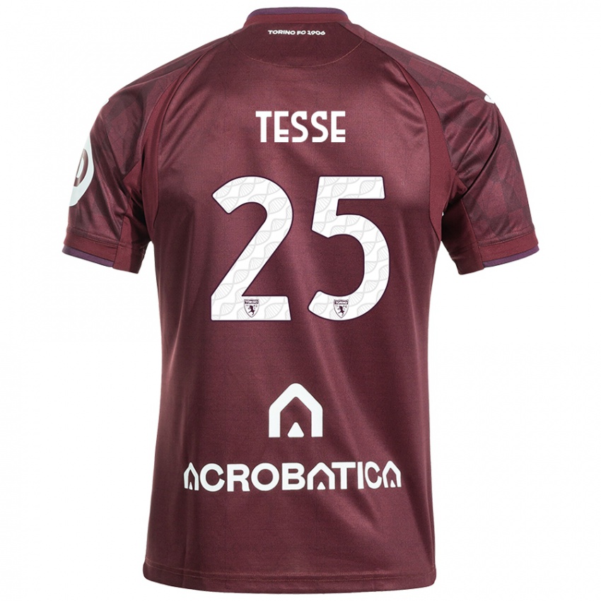 Hombre Camiseta Manuela Tesse #25 Granate Blanco 1ª Equipación 2024/25 La Camisa Chile