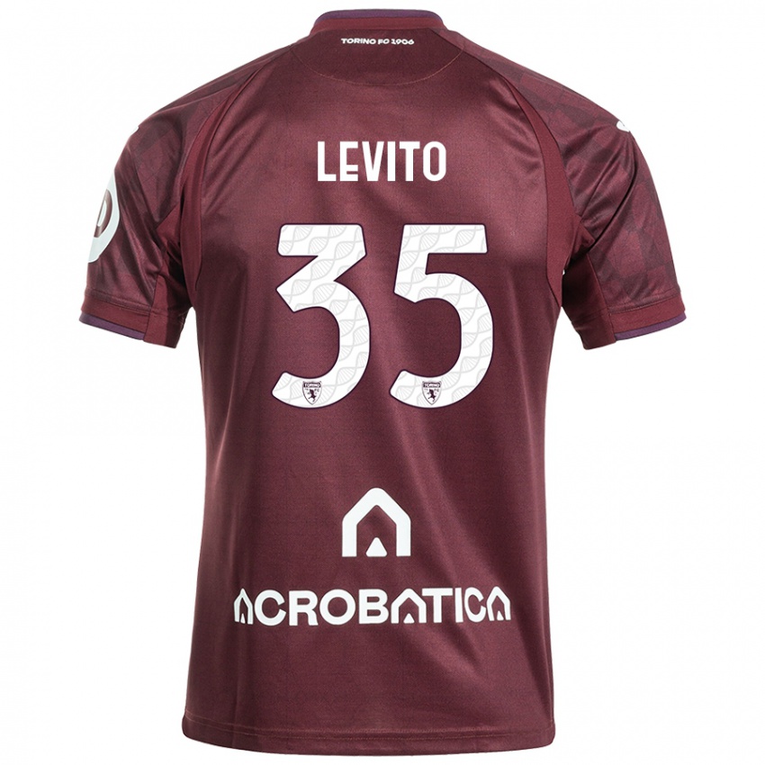 Hombre Camiseta Isabeau Levito #35 Granate Blanco 1ª Equipación 2024/25 La Camisa Chile