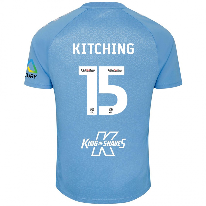 Hombre Camiseta Liam Kitching #15 Azul Blanco 1ª Equipación 2024/25 La Camisa Chile