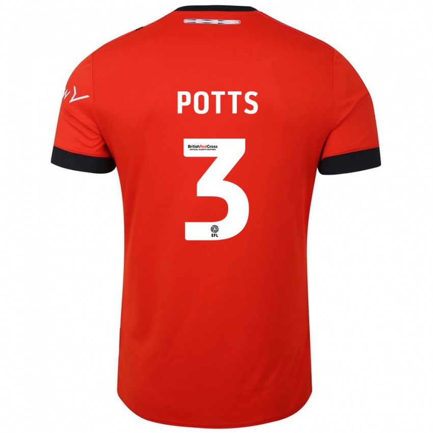 Hombre Camiseta Dan Potts #3 Naranja Negro 1ª Equipación 2024/25 La Camisa Chile