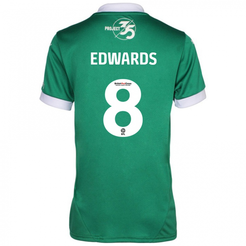 Hombre Camiseta Joe Edwards #8 Verde Blanco 1ª Equipación 2024/25 La Camisa Chile