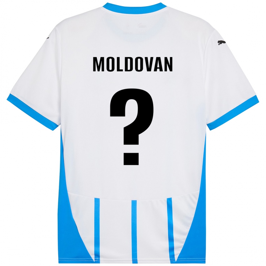 Hombre Camiseta Horațiu Moldovan #0 Blanco Azul 2ª Equipación 2024/25 La Camisa Chile