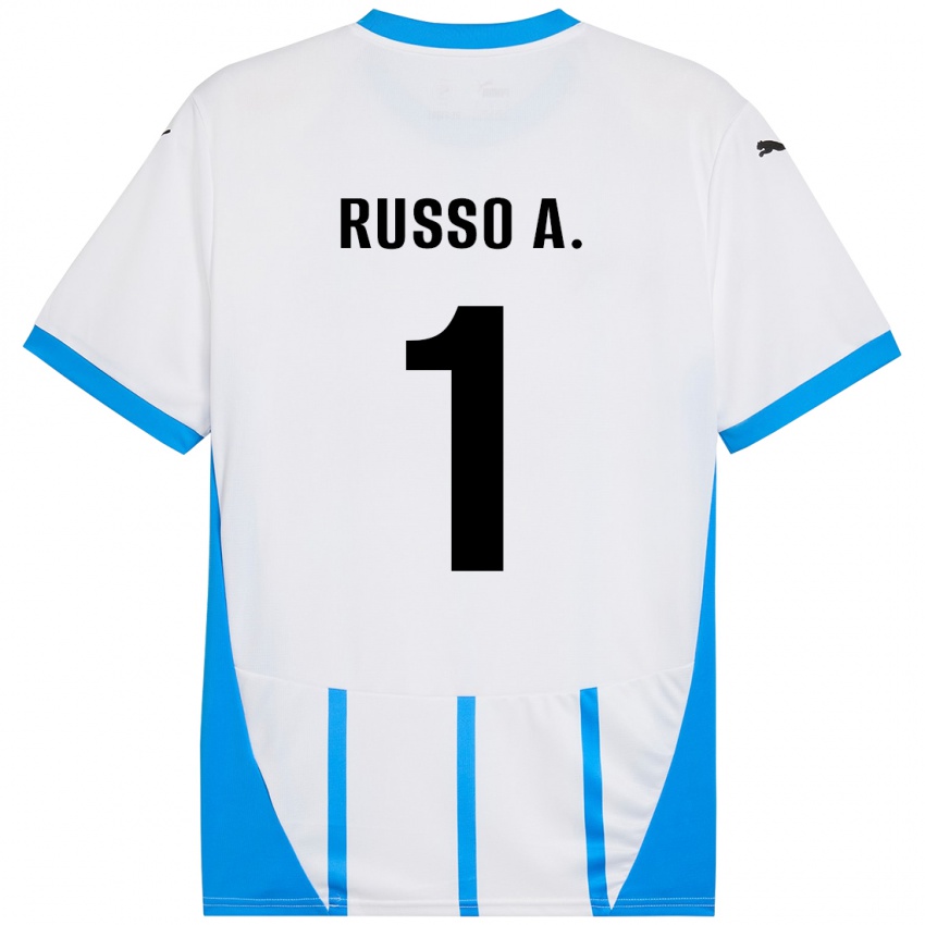 Hombre Camiseta Alessandro Russo #1 Blanco Azul 2ª Equipación 2024/25 La Camisa Chile