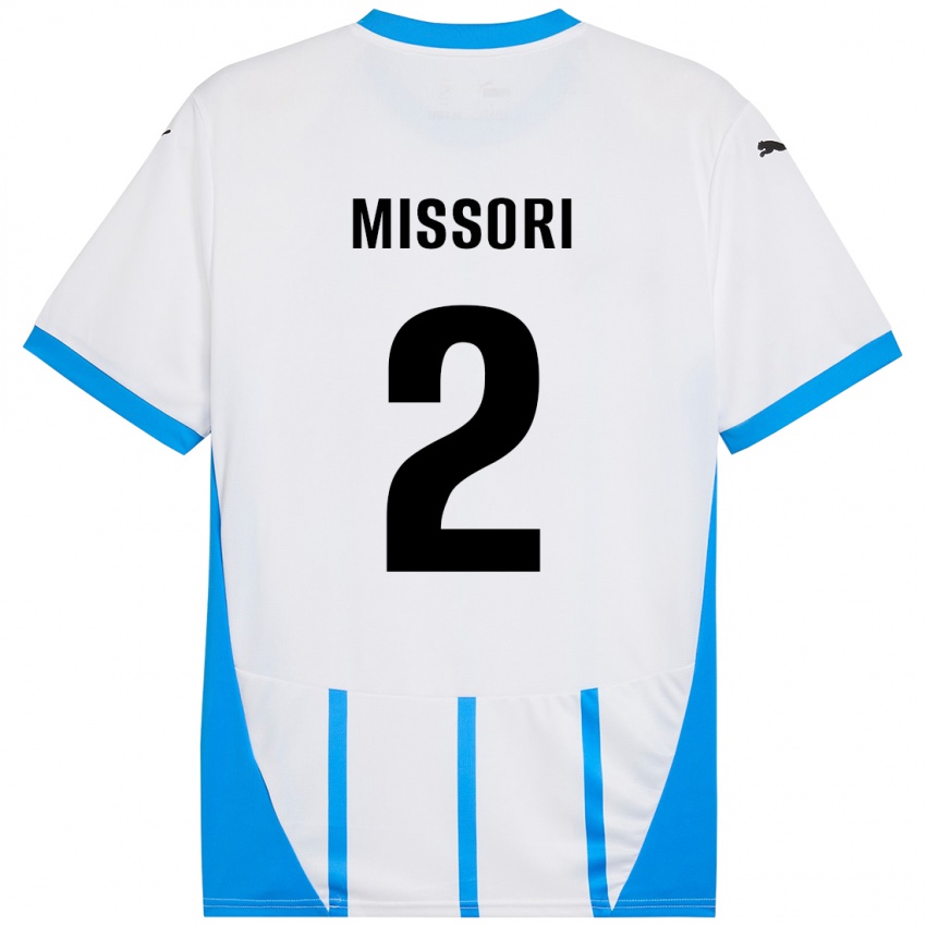 Hombre Camiseta Filippo Missori #2 Blanco Azul 2ª Equipación 2024/25 La Camisa Chile