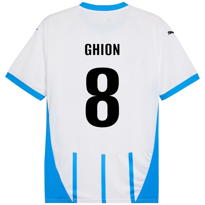 Hombre Camiseta Andrea Ghion #8 Blanco Azul 2ª Equipación 2024/25 La Camisa Chile