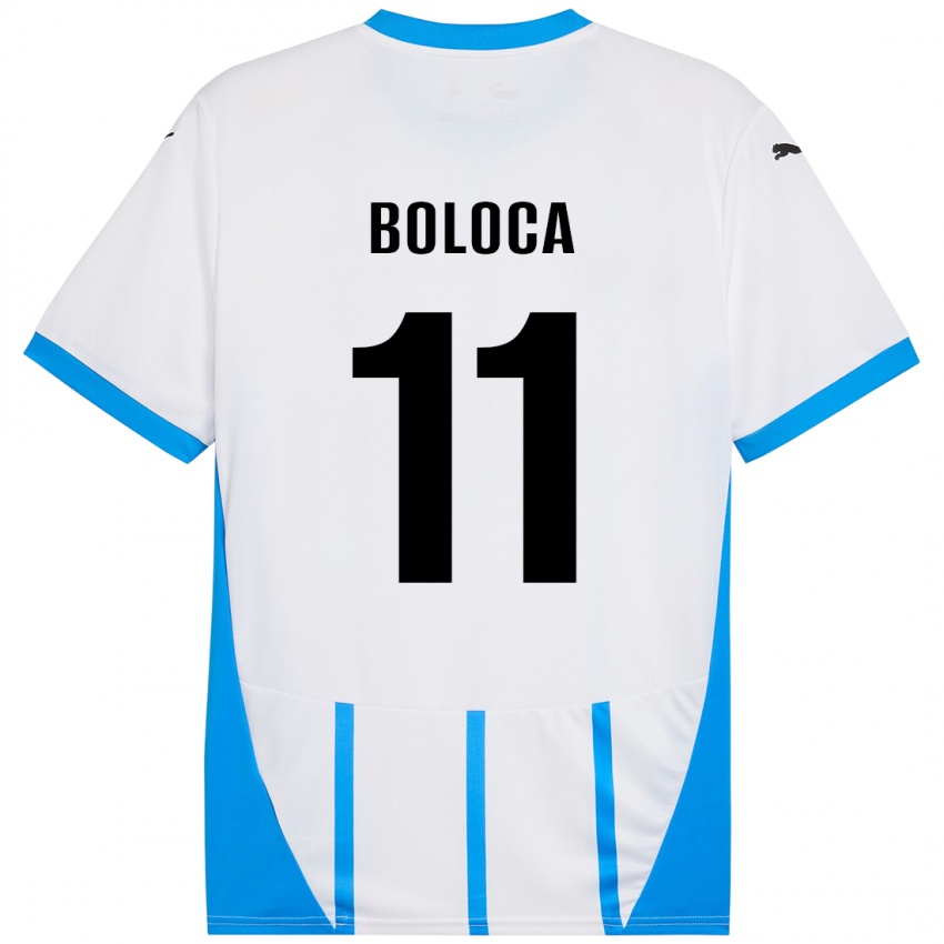 Hombre Camiseta Daniel Boloca #11 Blanco Azul 2ª Equipación 2024/25 La Camisa Chile