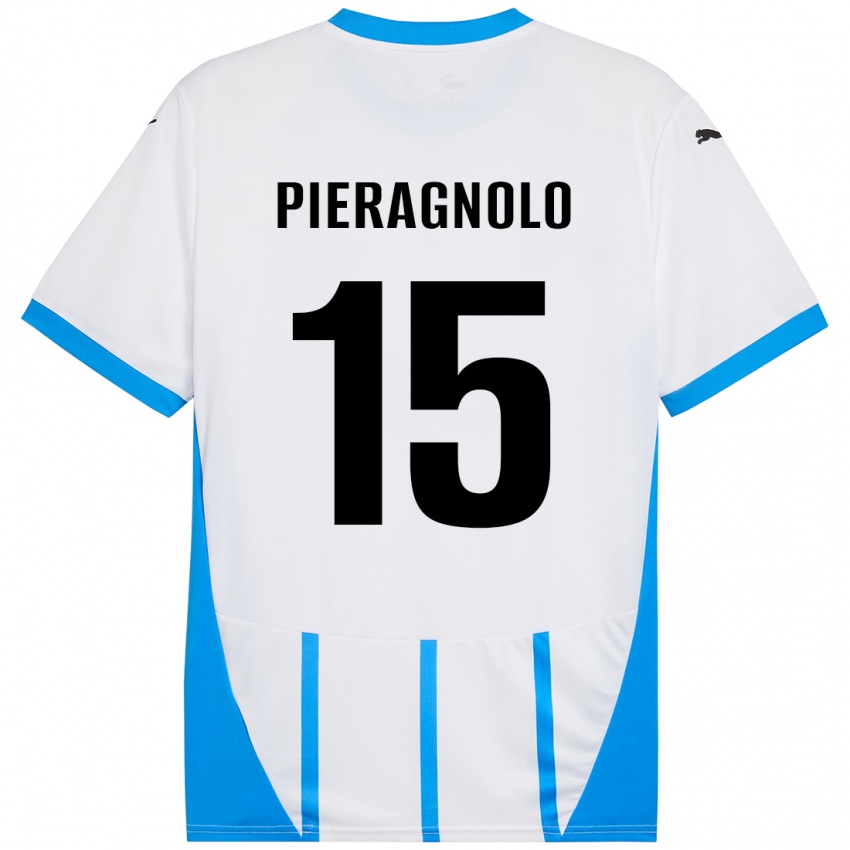 Hombre Camiseta Edoardo Pieragnolo #15 Blanco Azul 2ª Equipación 2024/25 La Camisa Chile