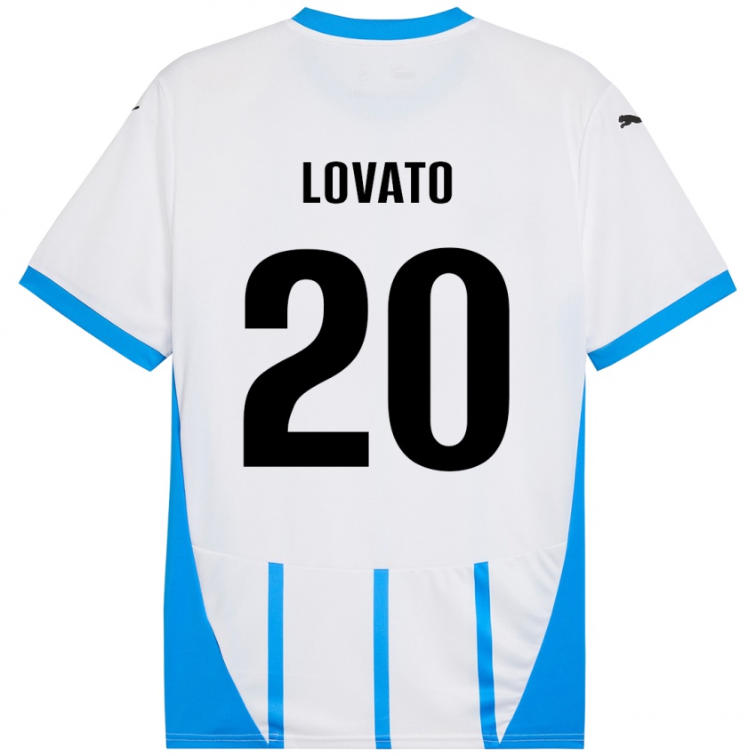 Hombre Camiseta Matteo Lovato #20 Blanco Azul 2ª Equipación 2024/25 La Camisa Chile