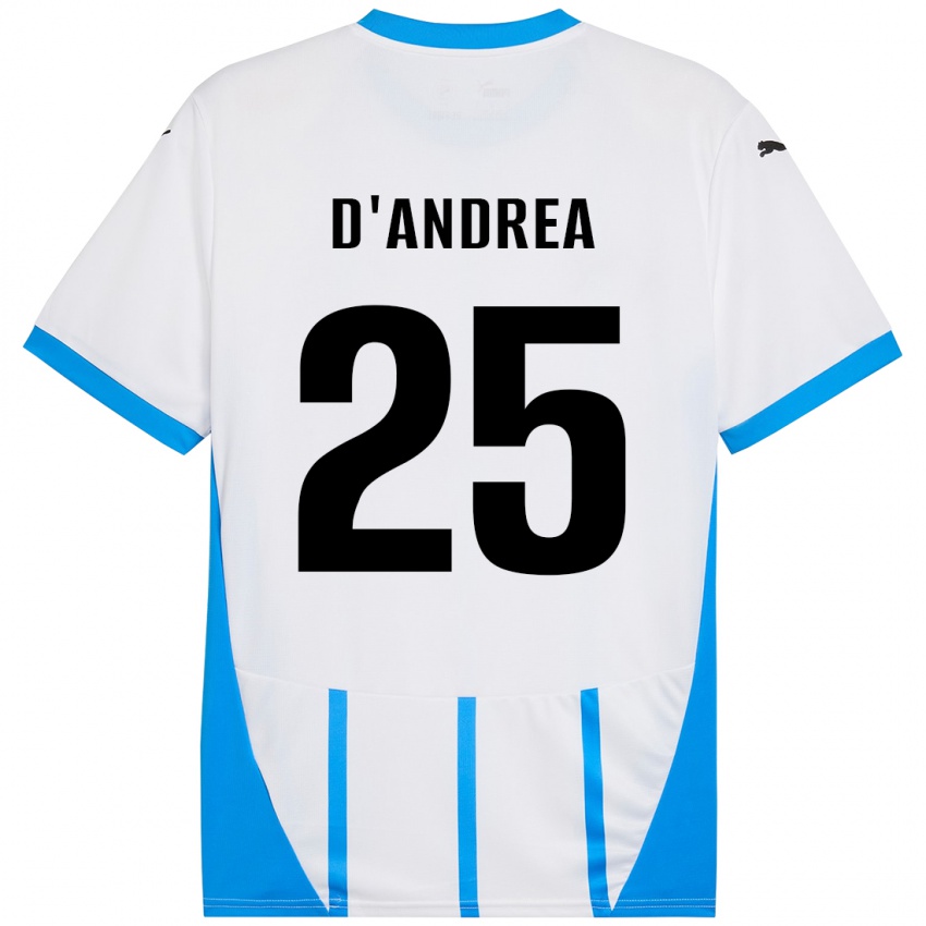 Hombre Camiseta Luca D'andrea #25 Blanco Azul 2ª Equipación 2024/25 La Camisa Chile