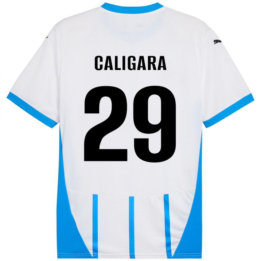 Hombre Camiseta Fabrizio Caligara #29 Blanco Azul 2ª Equipación 2024/25 La Camisa Chile