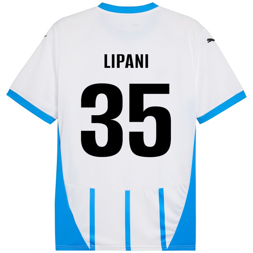 Hombre Camiseta Luca Lipani #35 Blanco Azul 2ª Equipación 2024/25 La Camisa Chile