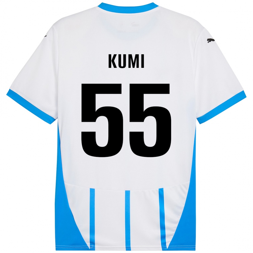 Hombre Camiseta Justin Kumi #55 Blanco Azul 2ª Equipación 2024/25 La Camisa Chile