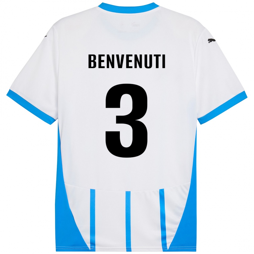 Hombre Camiseta Tommaso Benvenuti #3 Blanco Azul 2ª Equipación 2024/25 La Camisa Chile