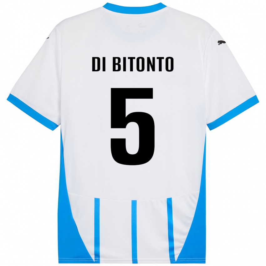 Hombre Camiseta Alessandro Di Bitonto #5 Blanco Azul 2ª Equipación 2024/25 La Camisa Chile