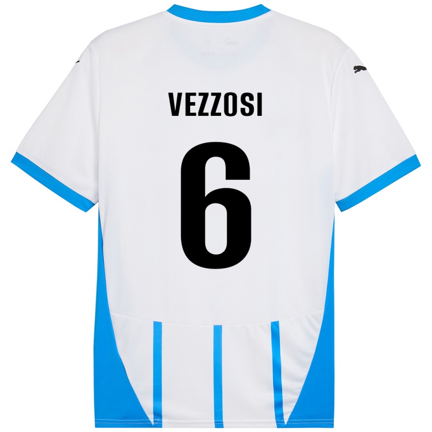 Hombre Camiseta Giorgio Vezzosi #6 Blanco Azul 2ª Equipación 2024/25 La Camisa Chile