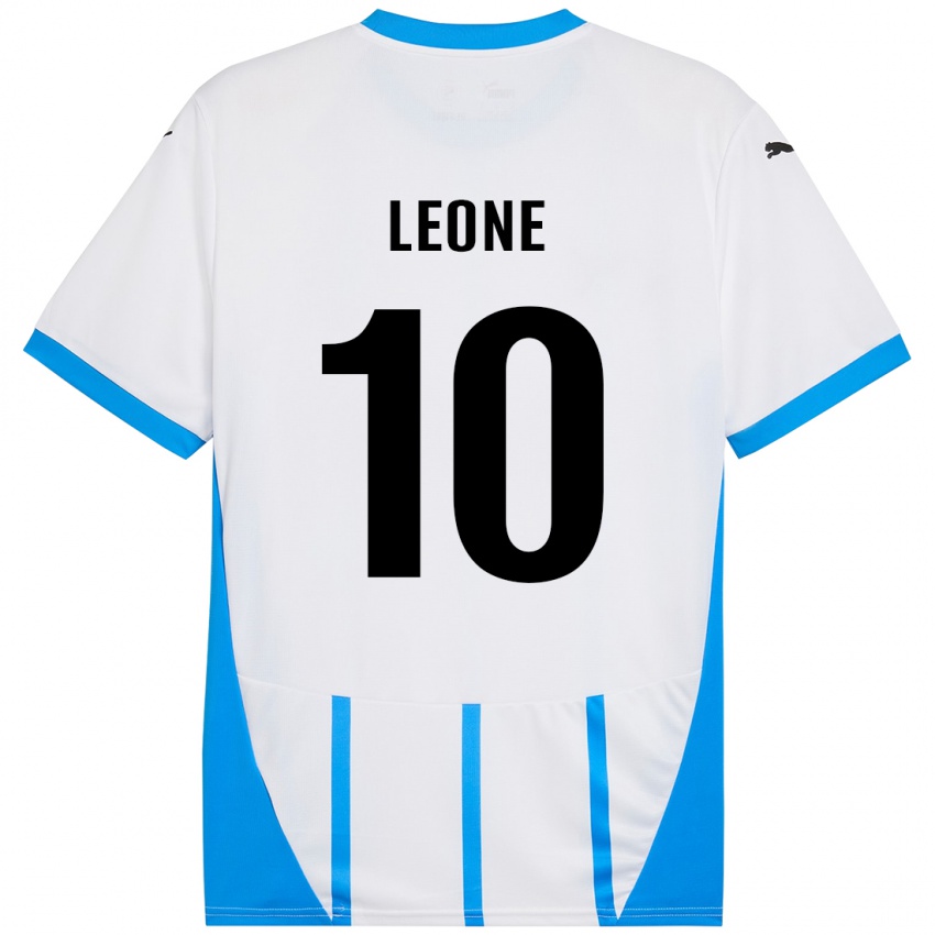 Hombre Camiseta Kevin Leone #10 Blanco Azul 2ª Equipación 2024/25 La Camisa Chile