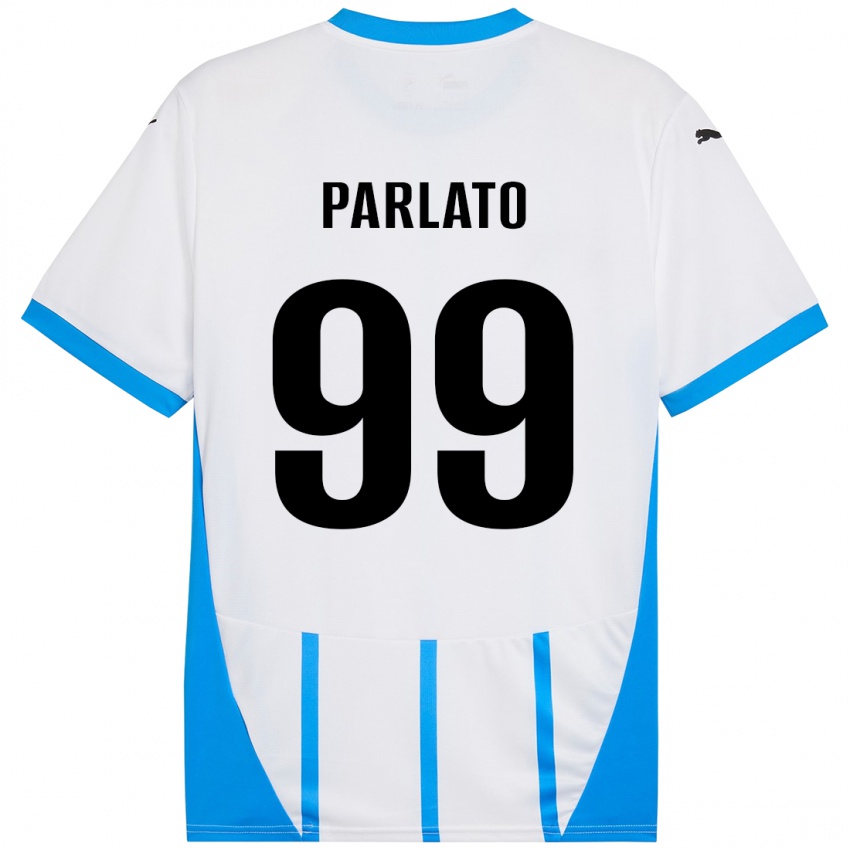 Hombre Camiseta Claudio Parlato #99 Blanco Azul 2ª Equipación 2024/25 La Camisa Chile