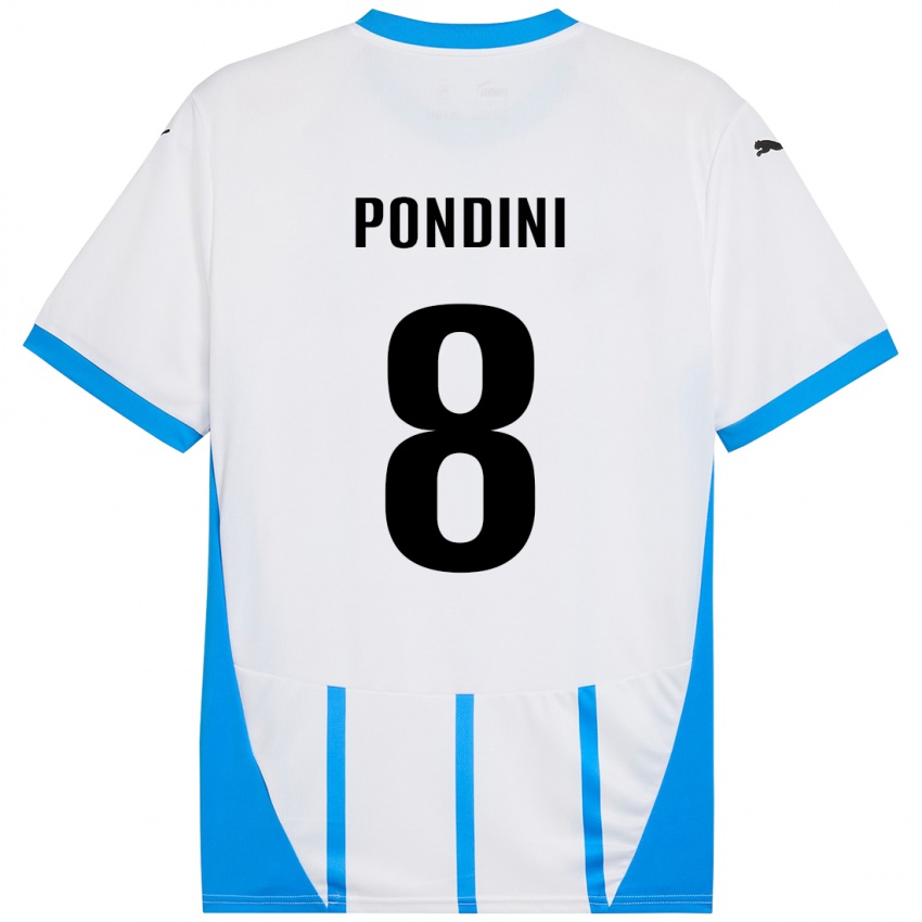 Hombre Camiseta Giada Pondini #8 Blanco Azul 2ª Equipación 2024/25 La Camisa Chile