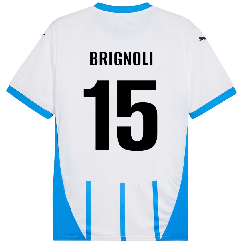 Hombre Camiseta Benedetta Brignoli #15 Blanco Azul 2ª Equipación 2024/25 La Camisa Chile