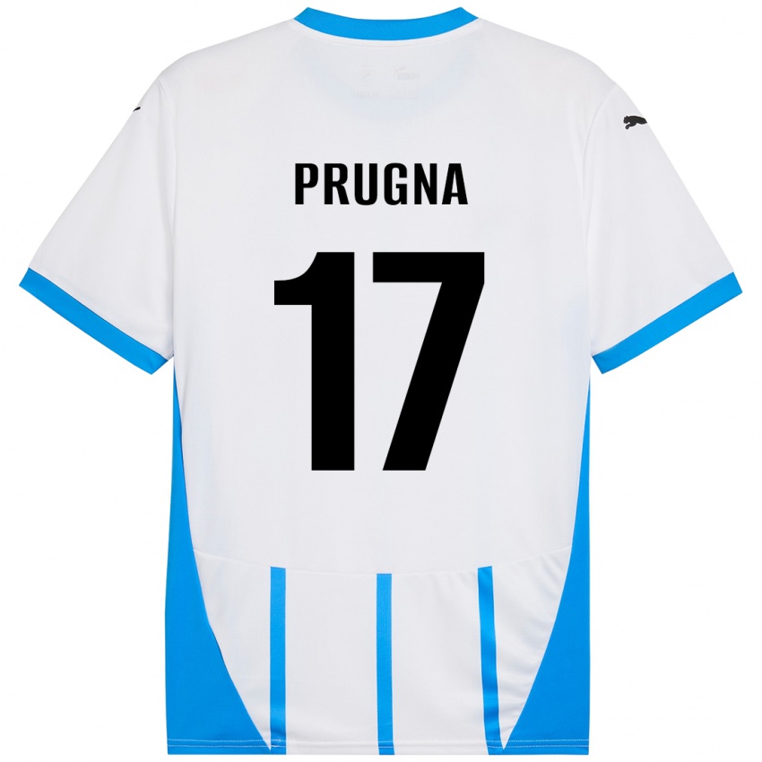 Hombre Camiseta Cecilia Prugna #17 Blanco Azul 2ª Equipación 2024/25 La Camisa Chile