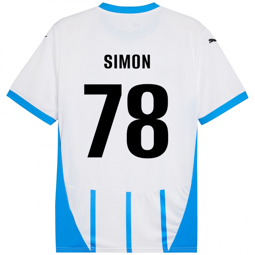 Hombre Camiseta Bénédicte Simon #78 Blanco Azul 2ª Equipación 2024/25 La Camisa Chile