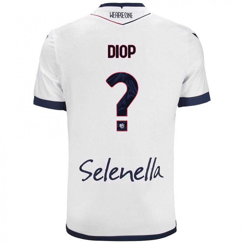 Hombre Camiseta Saer Diop #0 Blanco Azul Real 2ª Equipación 2024/25 La Camisa Chile