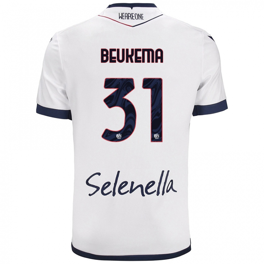 Hombre Camiseta Sam Beukema #31 Blanco Azul Real 2ª Equipación 2024/25 La Camisa Chile