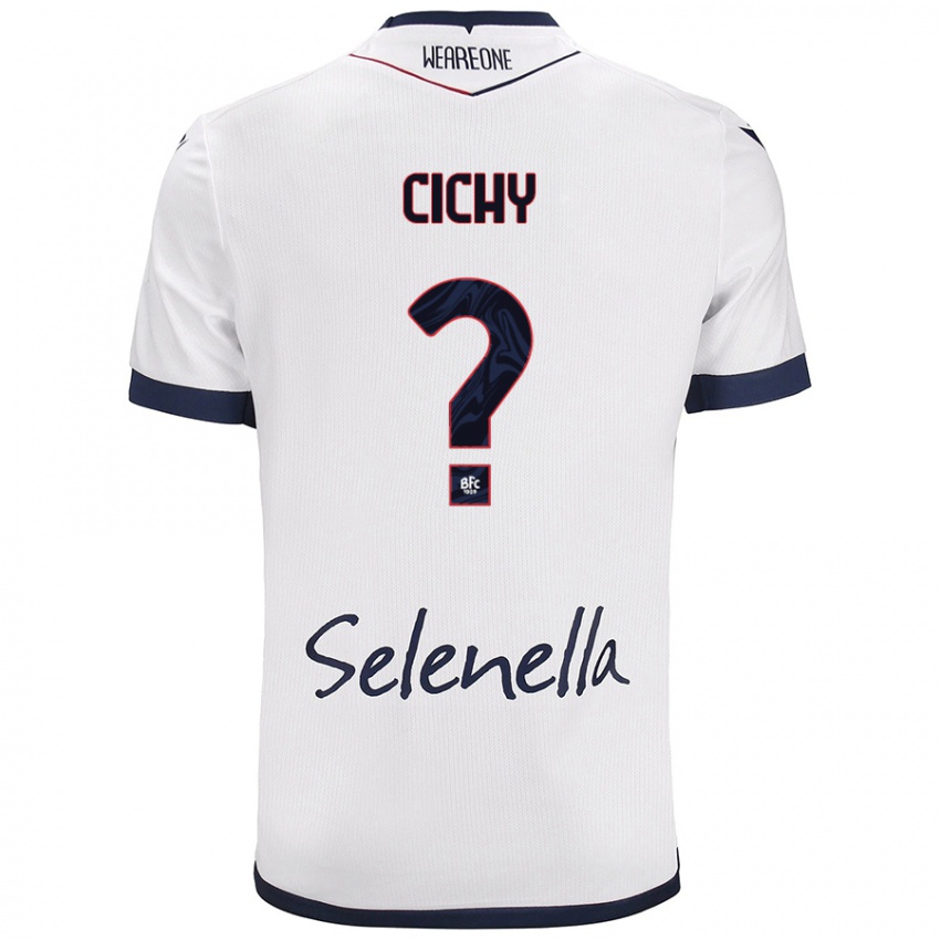 Hombre Camiseta Natan Cichy #0 Blanco Azul Real 2ª Equipación 2024/25 La Camisa Chile