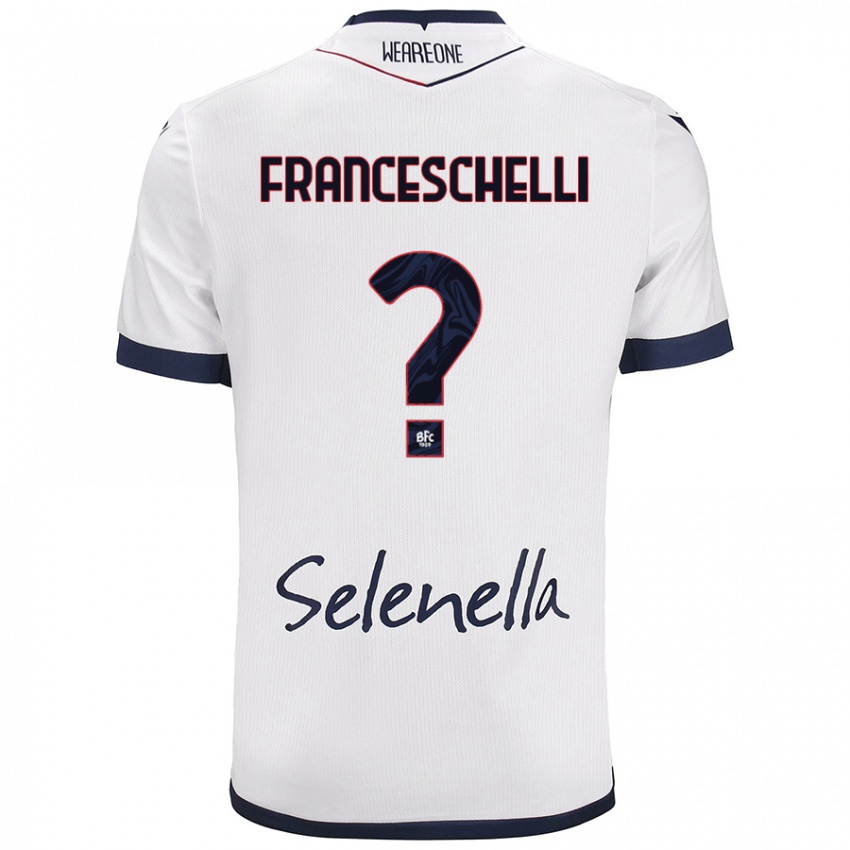 Hombre Camiseta Matteo Franceschelli #0 Blanco Azul Real 2ª Equipación 2024/25 La Camisa Chile