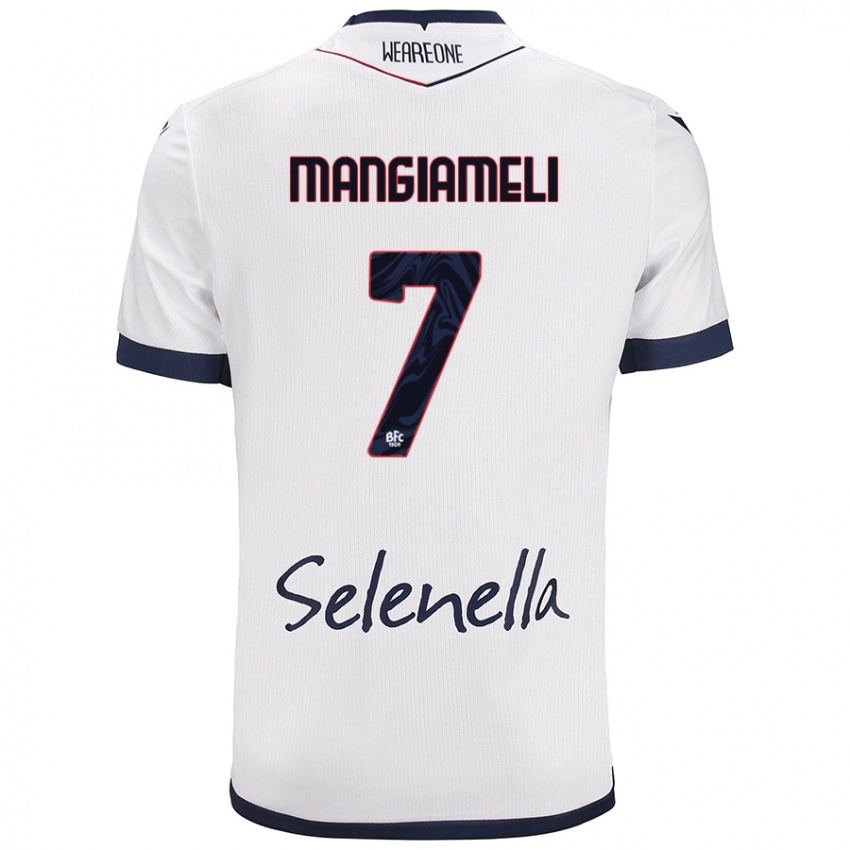 Hombre Camiseta Federico Mangiameli #7 Blanco Azul Real 2ª Equipación 2024/25 La Camisa Chile