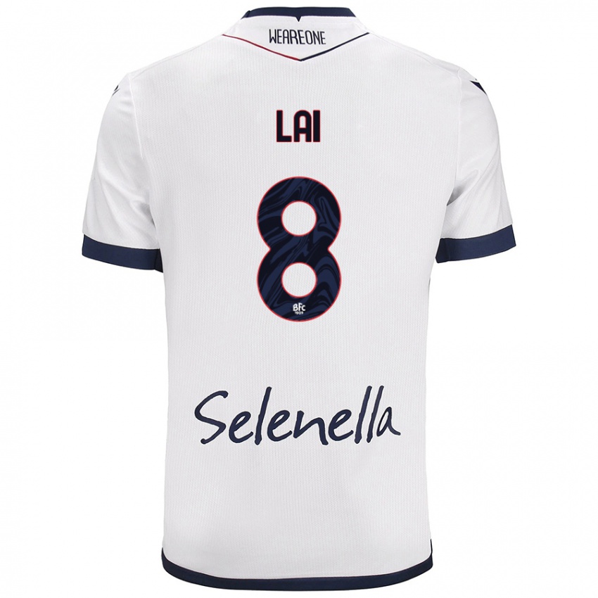 Hombre Camiseta Luca Lai #8 Blanco Azul Real 2ª Equipación 2024/25 La Camisa Chile