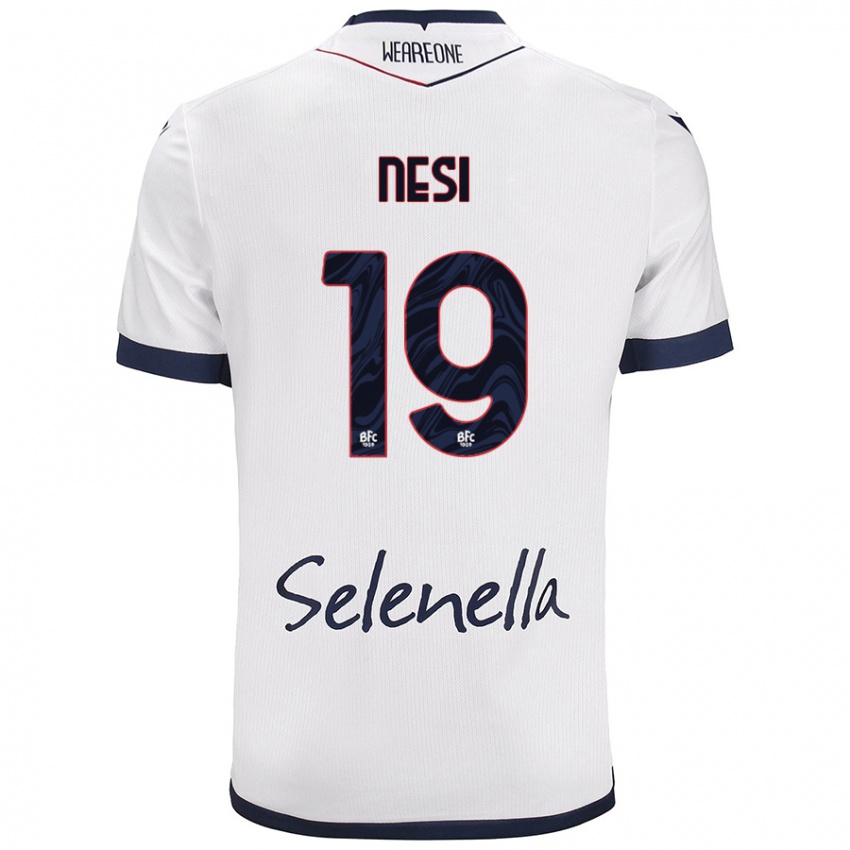 Hombre Camiseta Luca Nesi #19 Blanco Azul Real 2ª Equipación 2024/25 La Camisa Chile