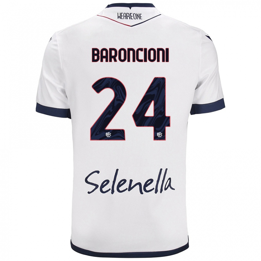 Hombre Camiseta Davide Baroncioni #24 Blanco Azul Real 2ª Equipación 2024/25 La Camisa Chile