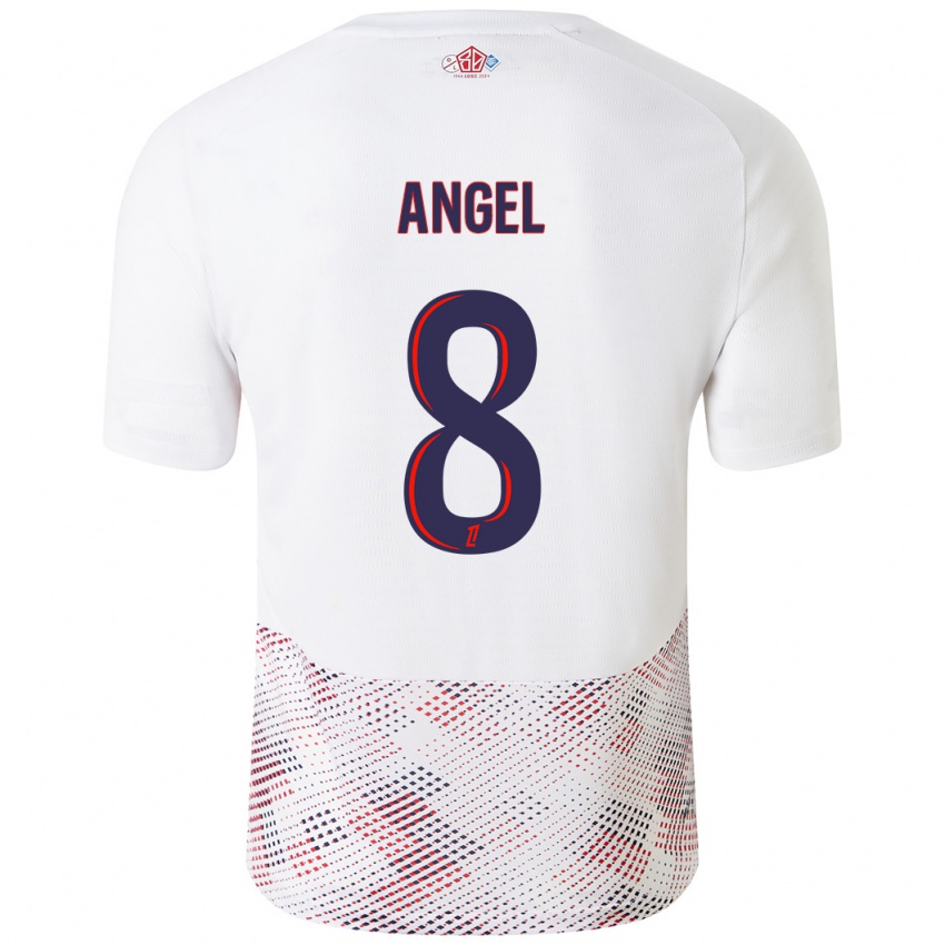 Hombre Camiseta Angel Gomes #8 Blanco Azul Real 2ª Equipación 2024/25 La Camisa Chile