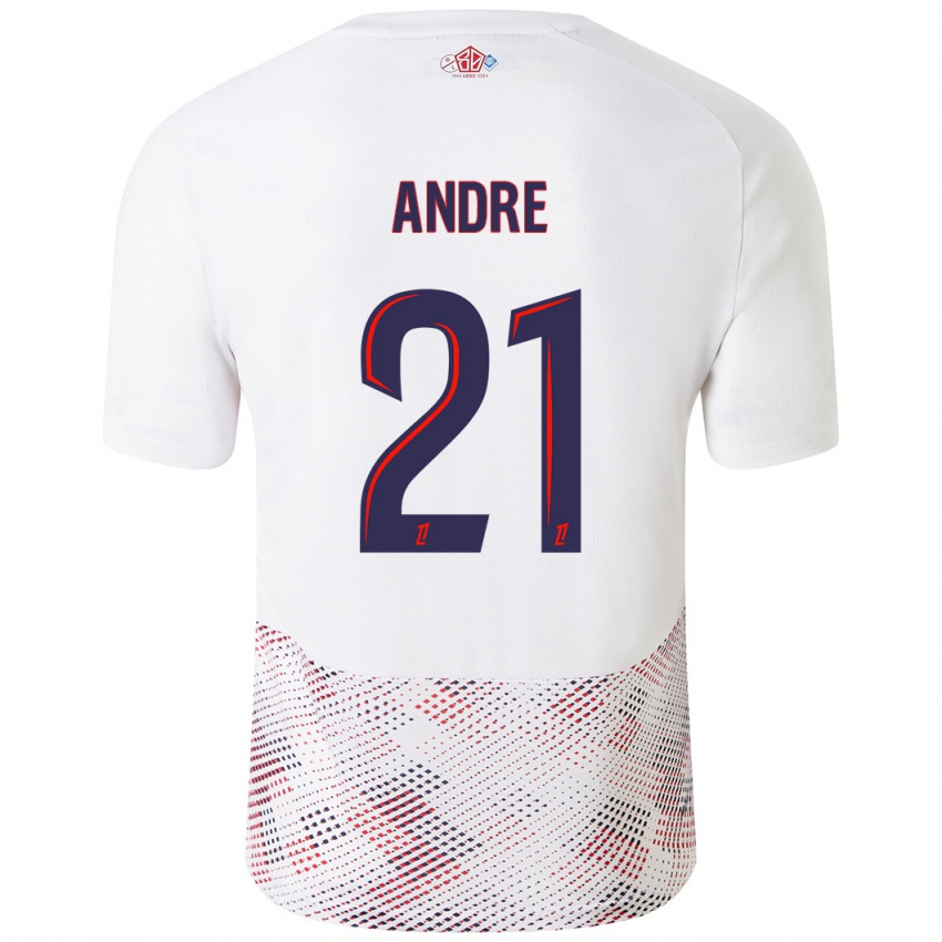 Hombre Camiseta Benjamin Andre #21 Blanco Azul Real 2ª Equipación 2024/25 La Camisa Chile