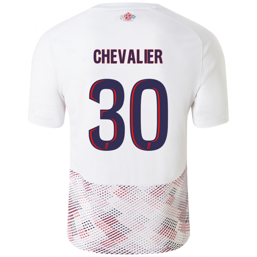 Hombre Camiseta Lucas Chevalier #30 Blanco Azul Real 2ª Equipación 2024/25 La Camisa Chile