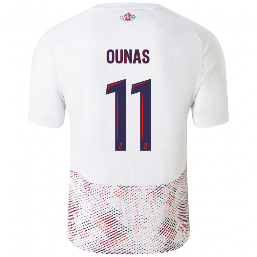 Hombre Camiseta Adam Ounas #11 Blanco Azul Real 2ª Equipación 2024/25 La Camisa Chile