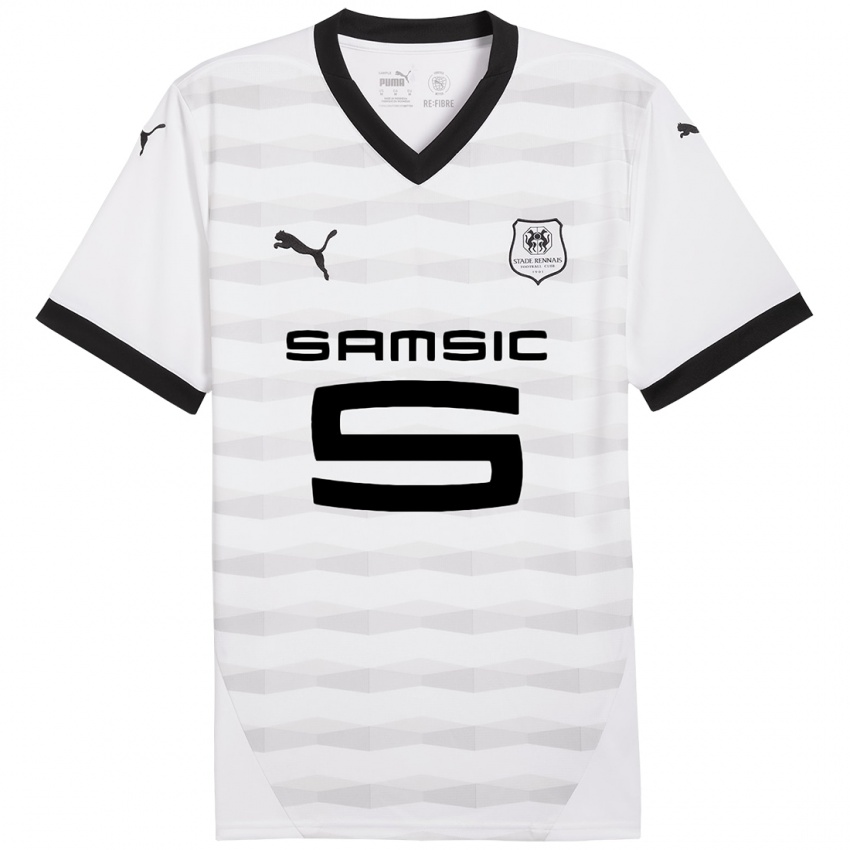 Hombre Camiseta Arnaud Kalimuendo #9 Blanco Negro 2ª Equipación 2024/25 La Camisa Chile